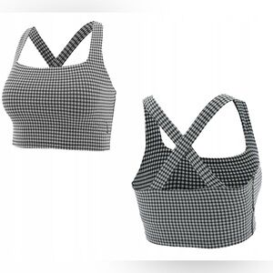 Nike Black & White Gingham Sports Crop Top
